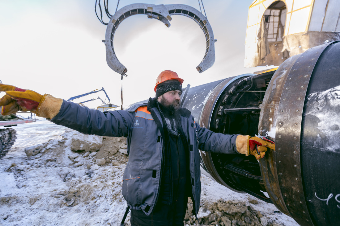 Строительство газопровода «Сила Сибири» в Якутии, январь 2018 года.