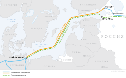 Схема газопроводов «Северный поток» и «Северный поток — 2».