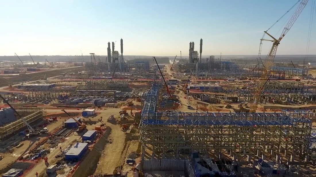Строительство Амурского газоперерабатывающего завода, март 2019 года.