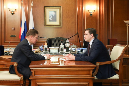 Алексей Миллер и Глеб Никитин во время рабочей встречи