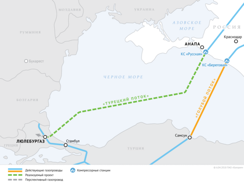 Схема газопровода «Турецкий поток».